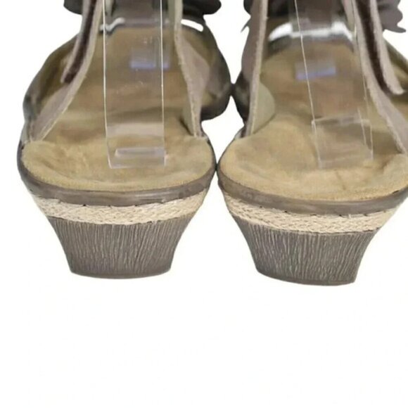 Rieker Flower Sandals Adjustable Straps Leather Slip On Brown Tan EU 40 - Picture 6 of 10